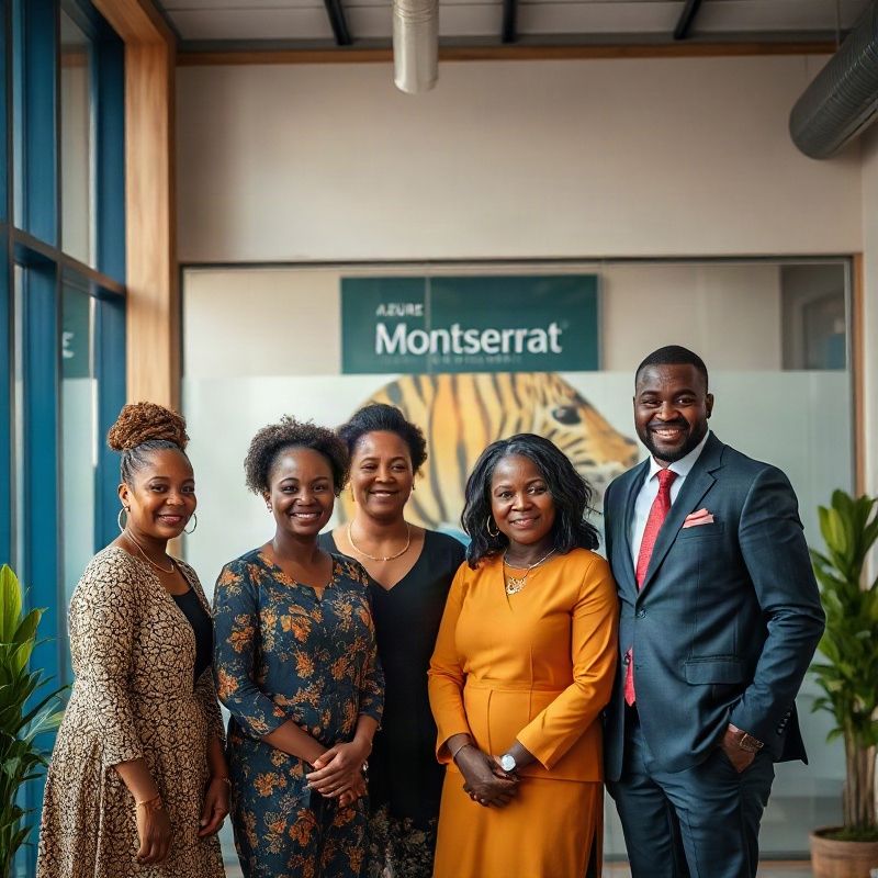 Small professional real estate team in a modern Kisumu office with azure branding